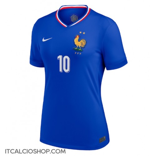 Francia Kylian Mbappe #10 Prima Maglia Femmina Europei 2024 Manica Corta